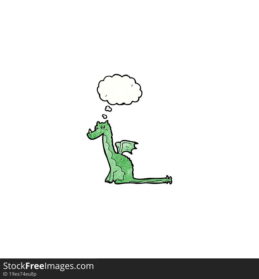 cartoon dragon with thought bubble