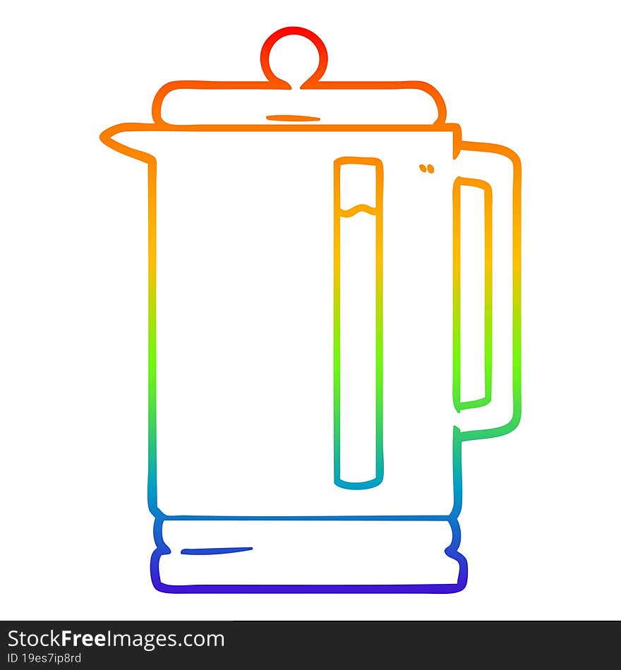 rainbow gradient line drawing cartoon electric kettle