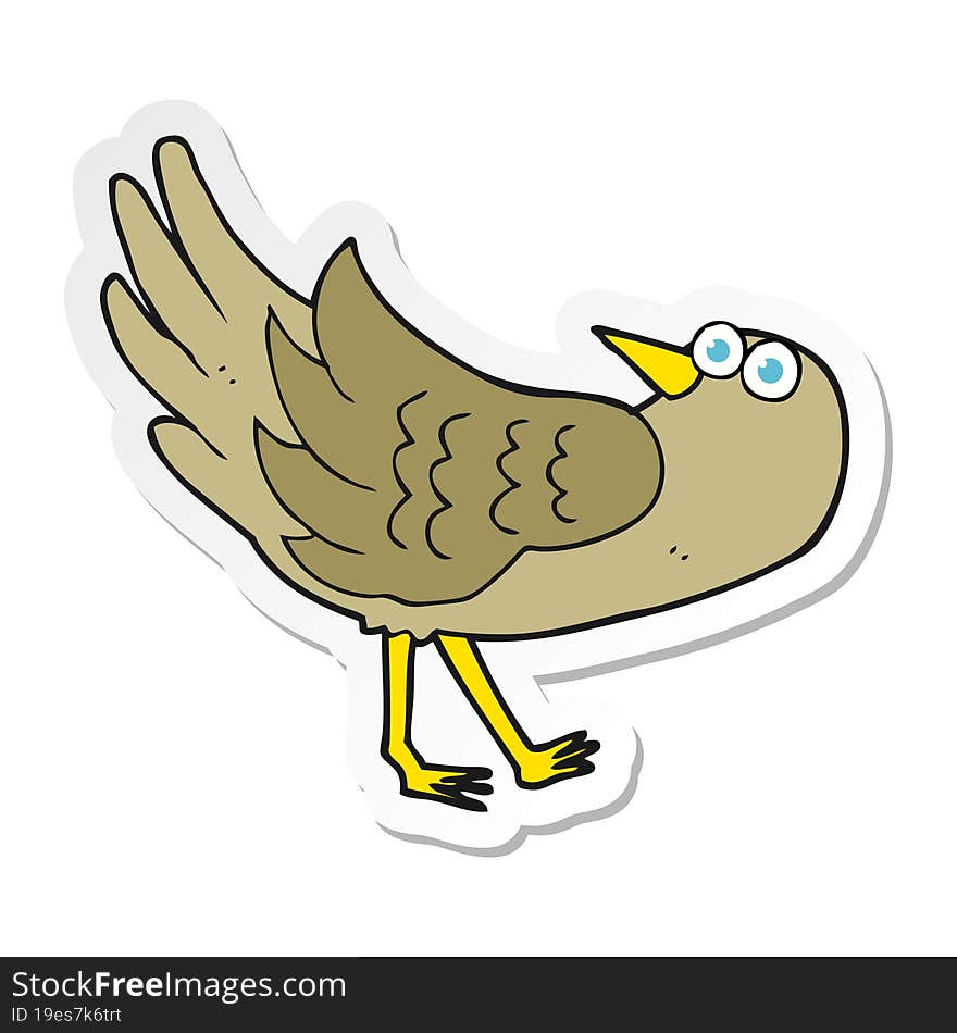 Sticker Of A Cartoon Bird