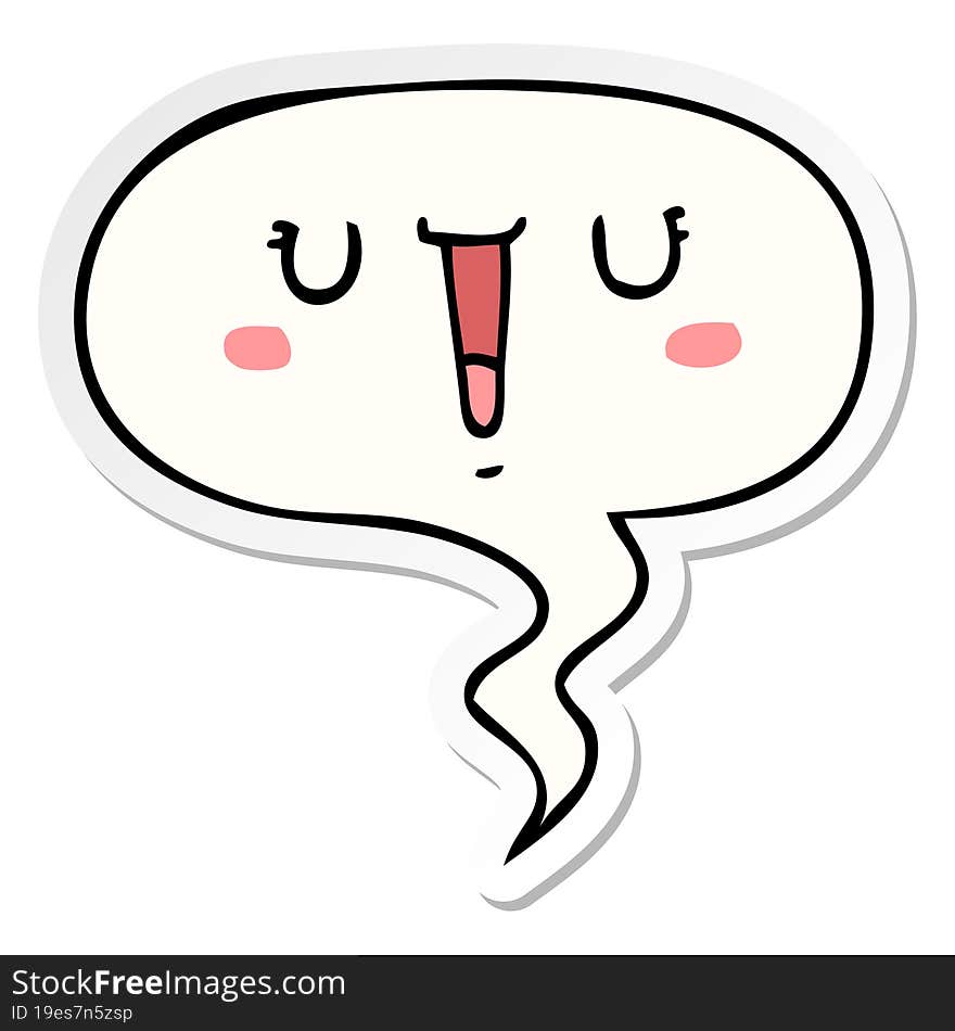 happy cartoon face with speech bubble sticker