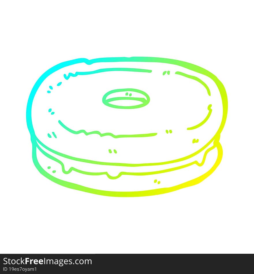 cold gradient line drawing cartoon biscuit