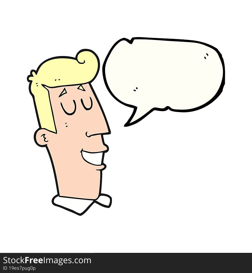 speech bubble cartoon grinning man