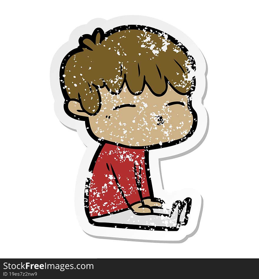 distressed sticker of a cartoon frustrated man