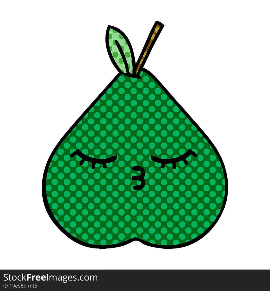 Comic Book Style Cartoon Pear