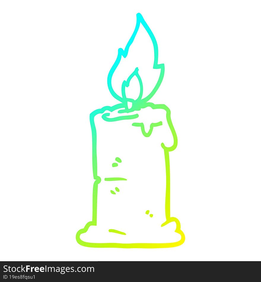 cold gradient line drawing cartoon burning candle