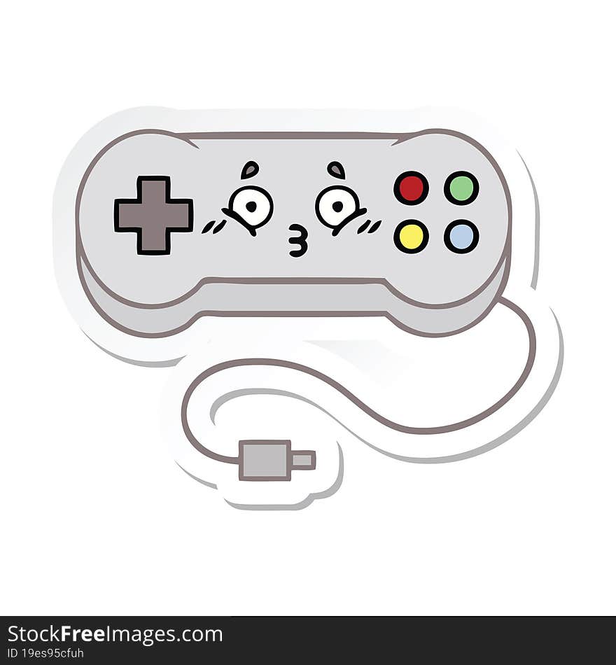 Sticker Of A Cute Cartoon Game Controller