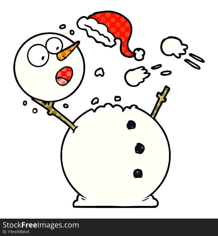 snowman in snowball fight. snowman in snowball fight