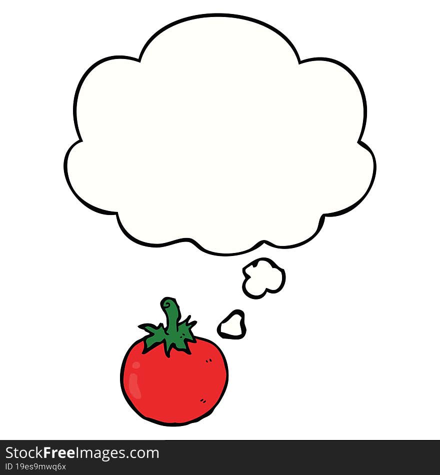 cartoon tomato and thought bubble