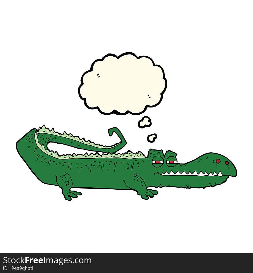 cartoon crocodile with thought bubble