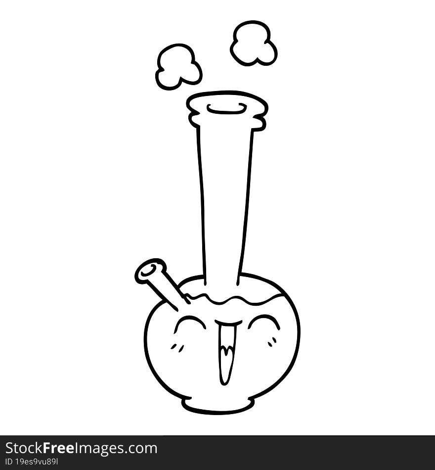 line drawing cartoon bong