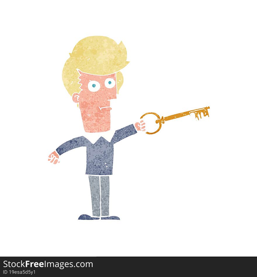 cartoon man with key