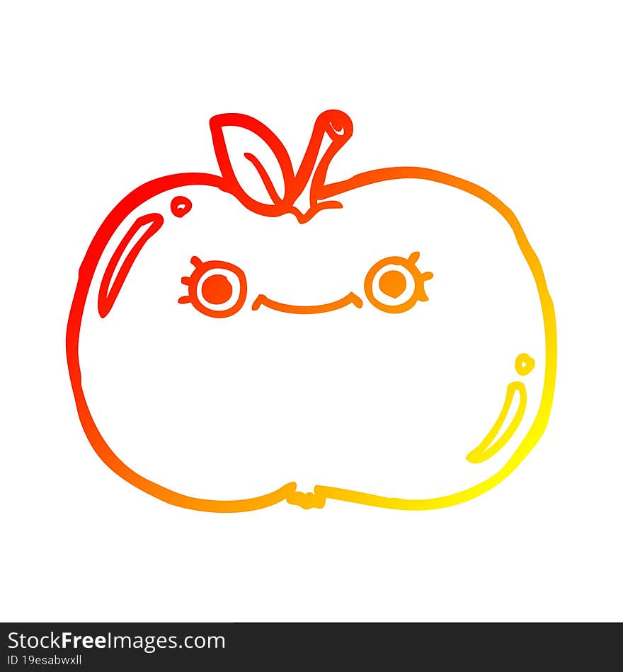 Warm Gradient Line Drawing Cute Cartoon Apple