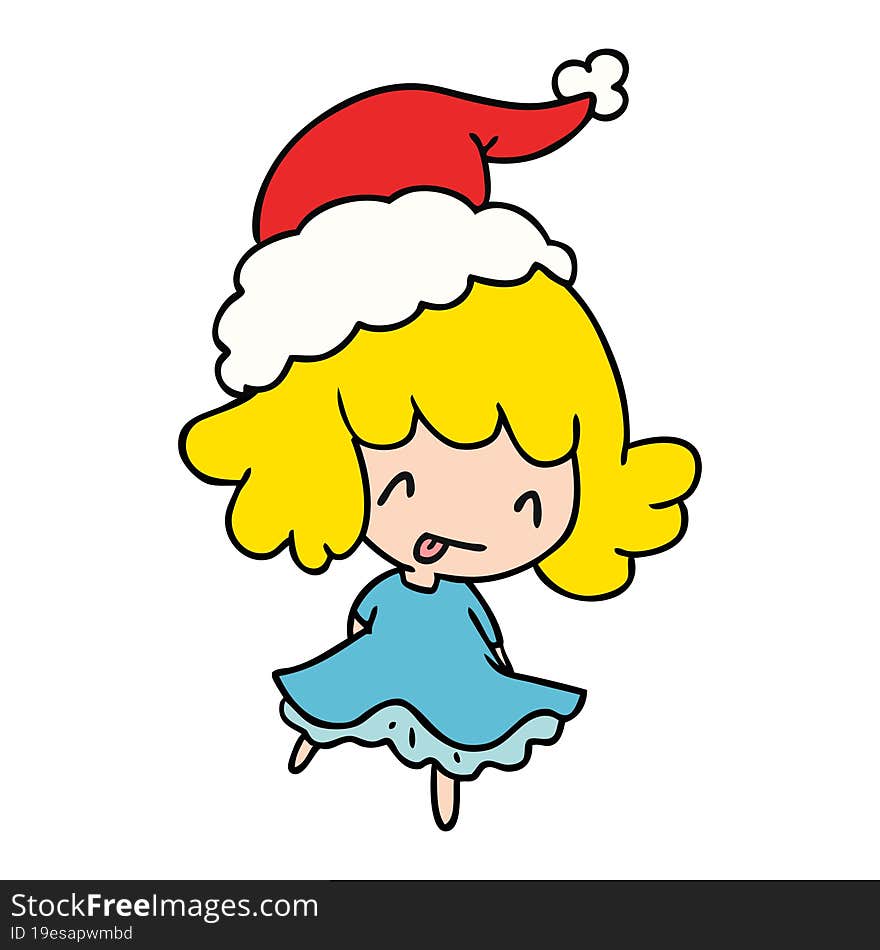 hand drawn christmas cartoon of kawaii girl