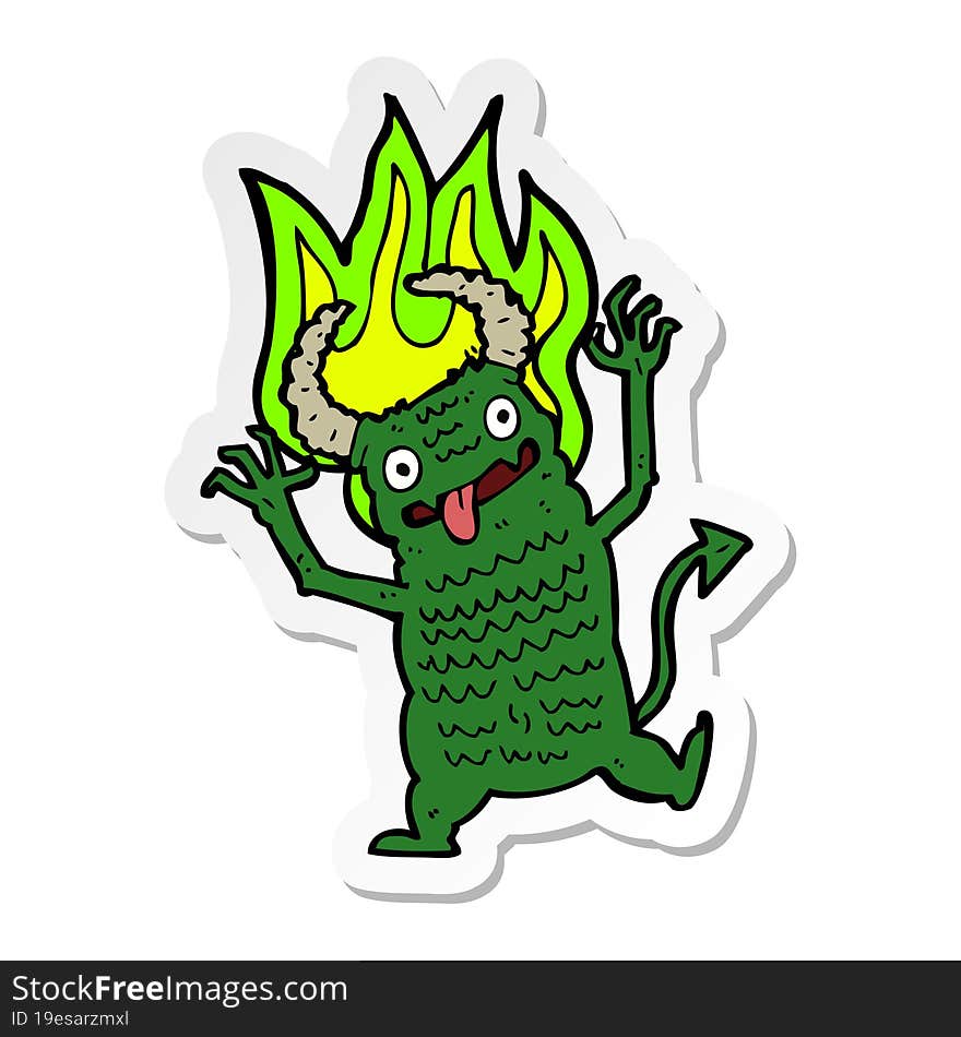 sticker of a cartoon demon