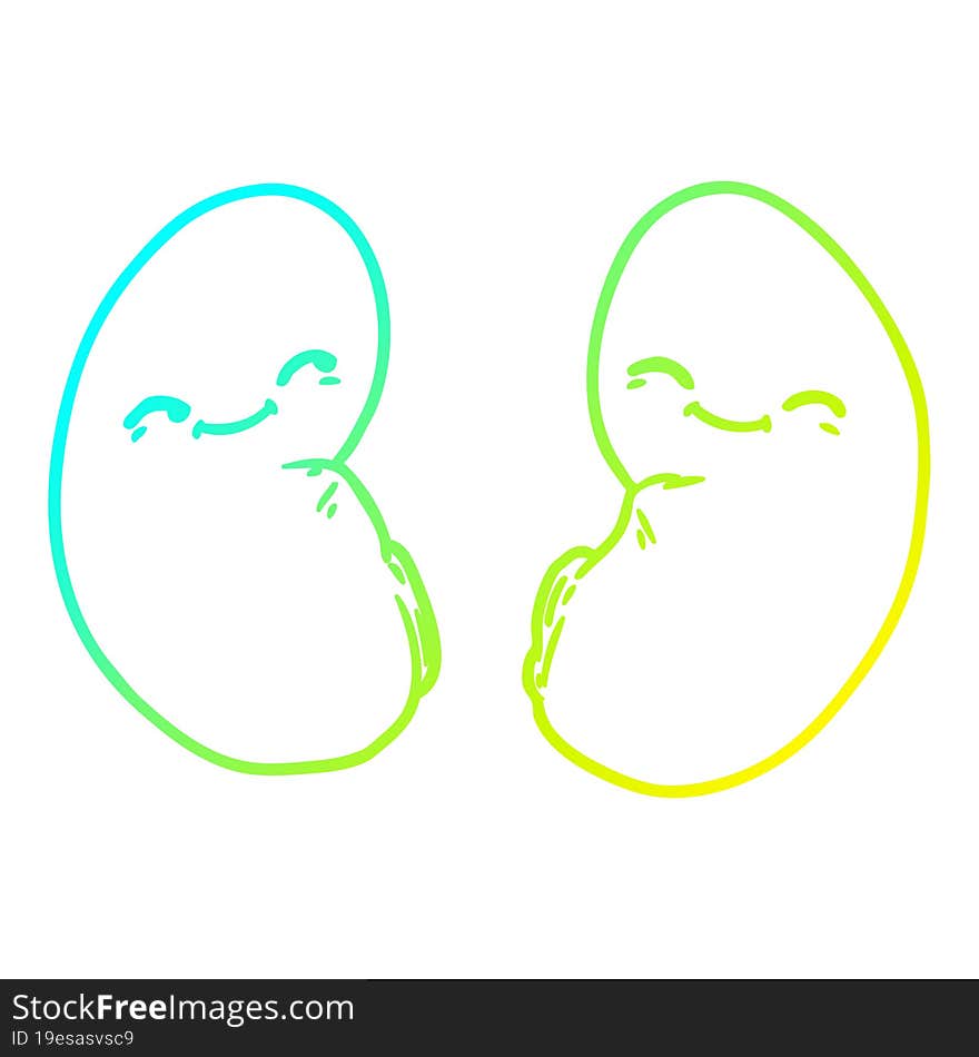 cold gradient line drawing cartoon kidneys