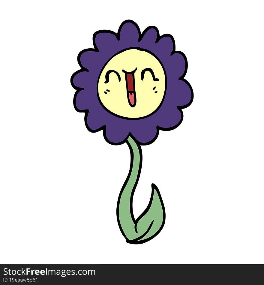 Cartoon Doodle Happy Flower