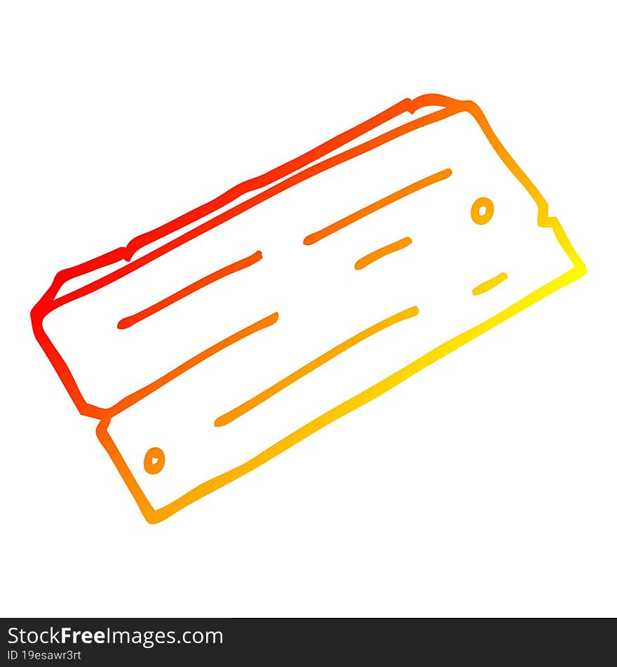 Warm Gradient Line Drawing Cartoon Plank Of Wood