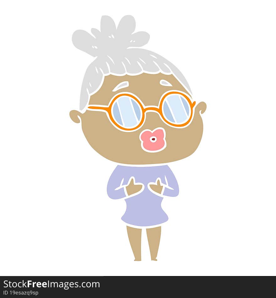 flat color style cartoon woman wearing spectacles