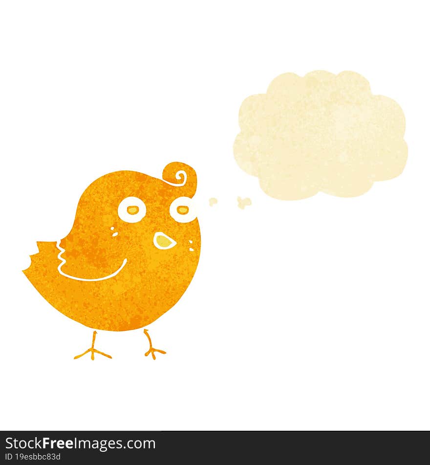 Funny Cartoon Bird With Thought Bubble