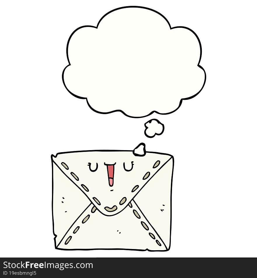 Cartoon Envelope And Thought Bubble