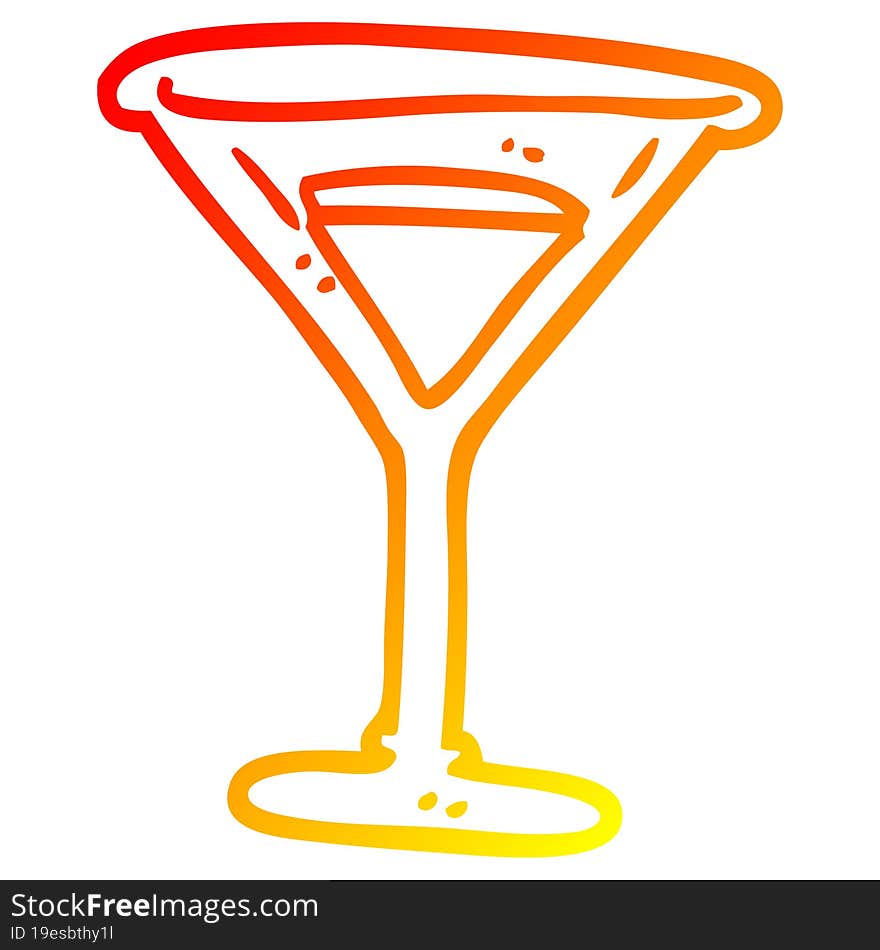 warm gradient line drawing of a cartoon martini