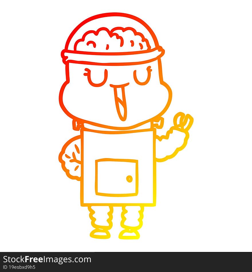 Warm Gradient Line Drawing Happy Cartoon Robot