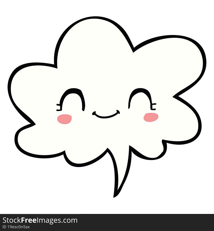 Cute Cartoon Face And Speech Bubble