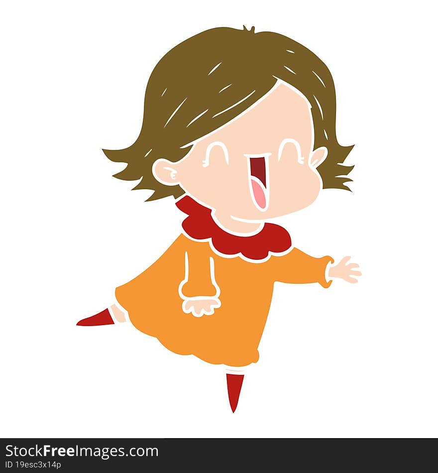 flat color style cartoon happy woman