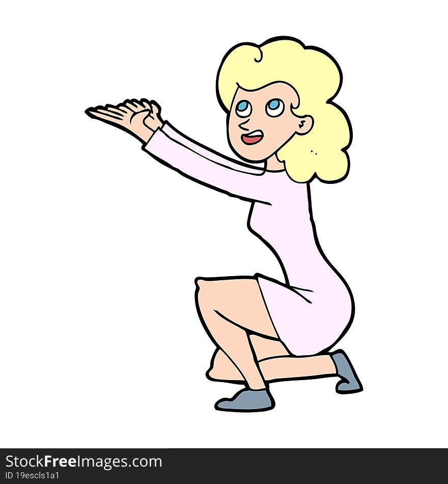 Cartoon Woman Presentation Gesture