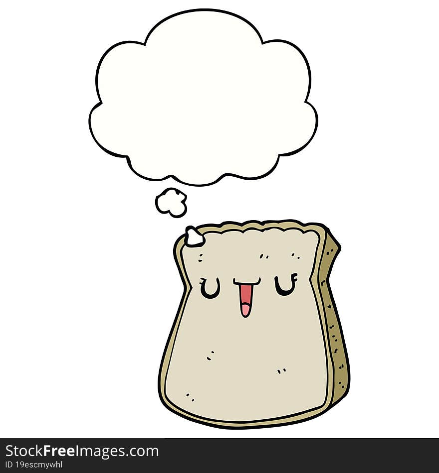 cartoon slice of bread with thought bubble. cartoon slice of bread with thought bubble