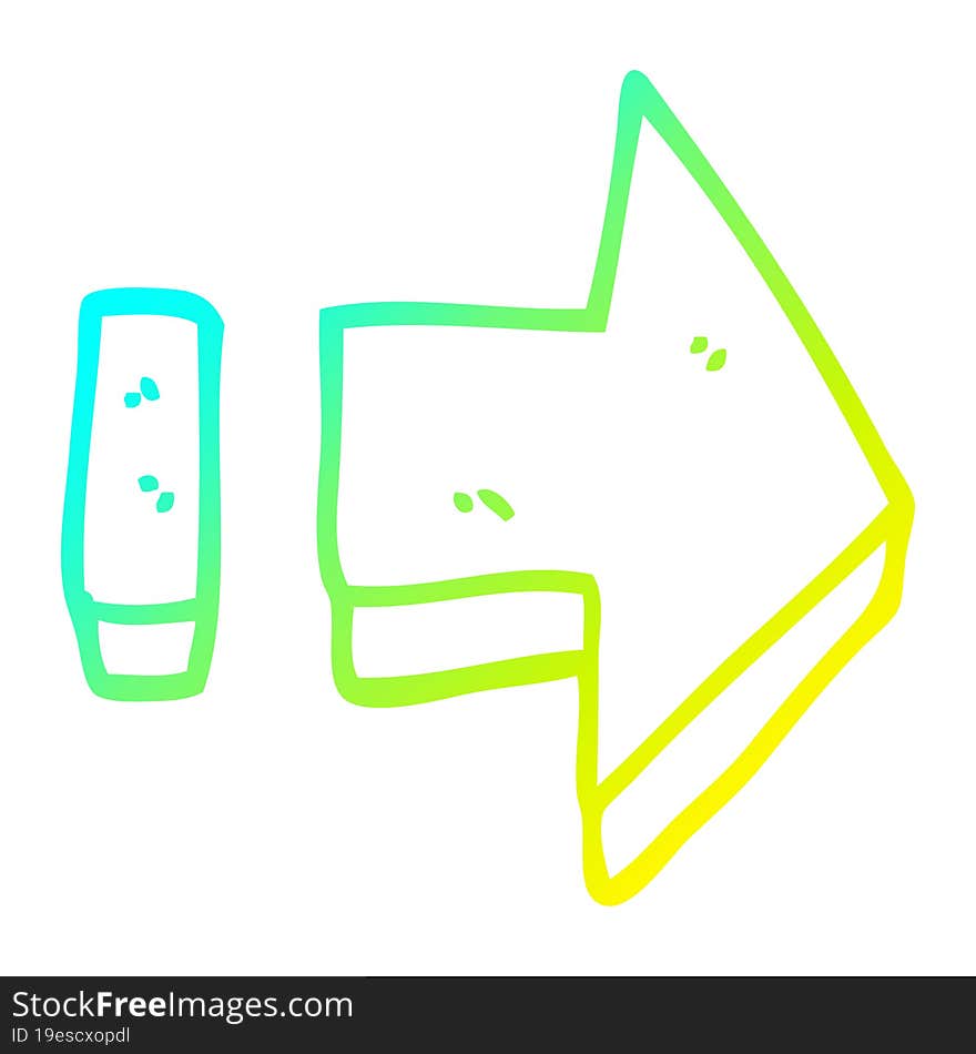 Cold Gradient Line Drawing Cartoon Pointing Arrow