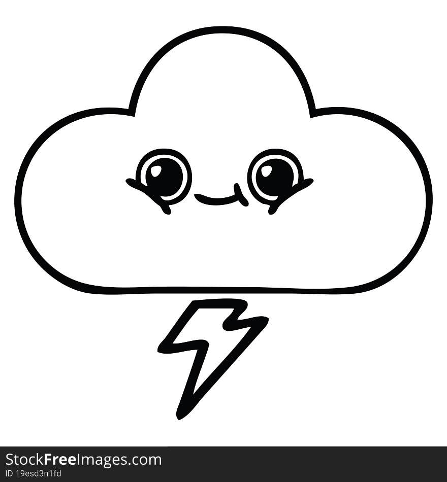 line drawing cartoon of a storm cloud