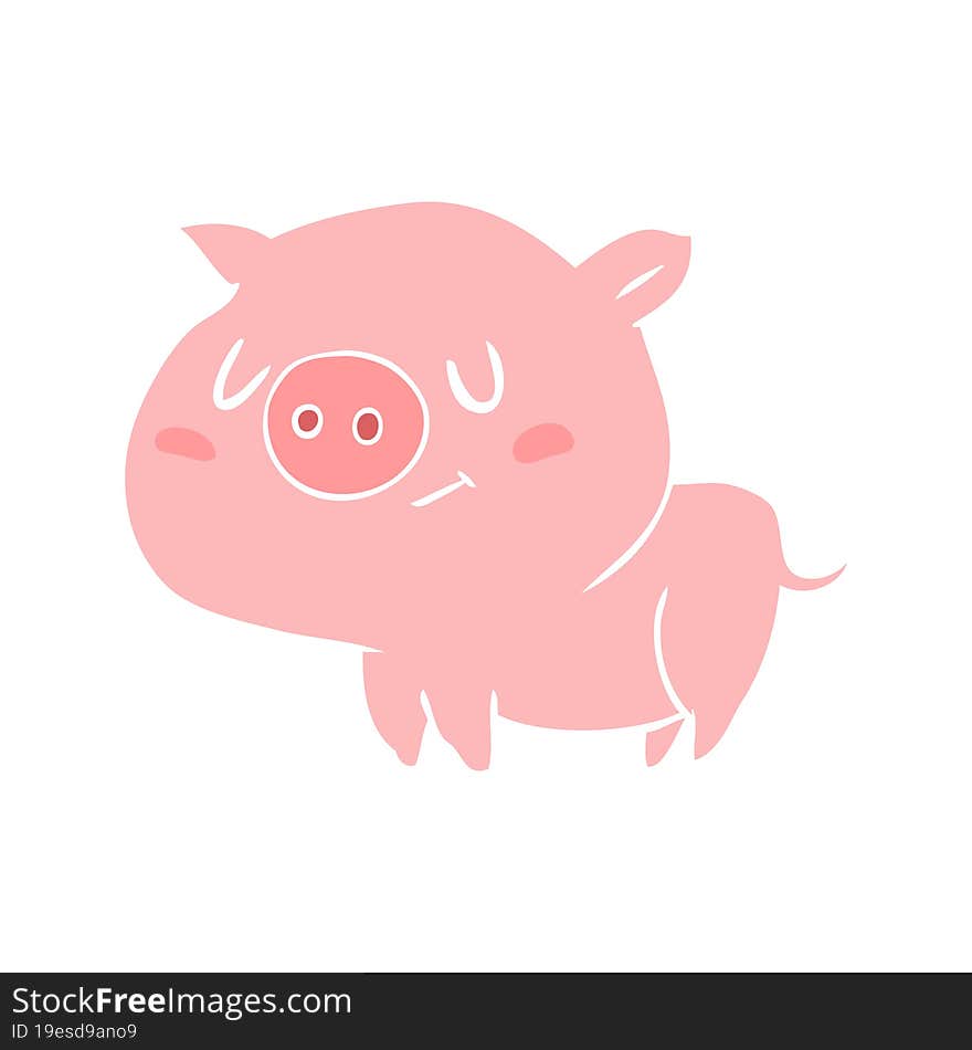 cute flat color style cartoon pig