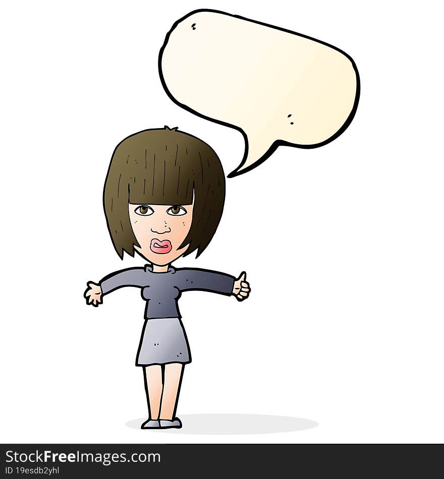 cartoon annoyed woman  with speech bubble