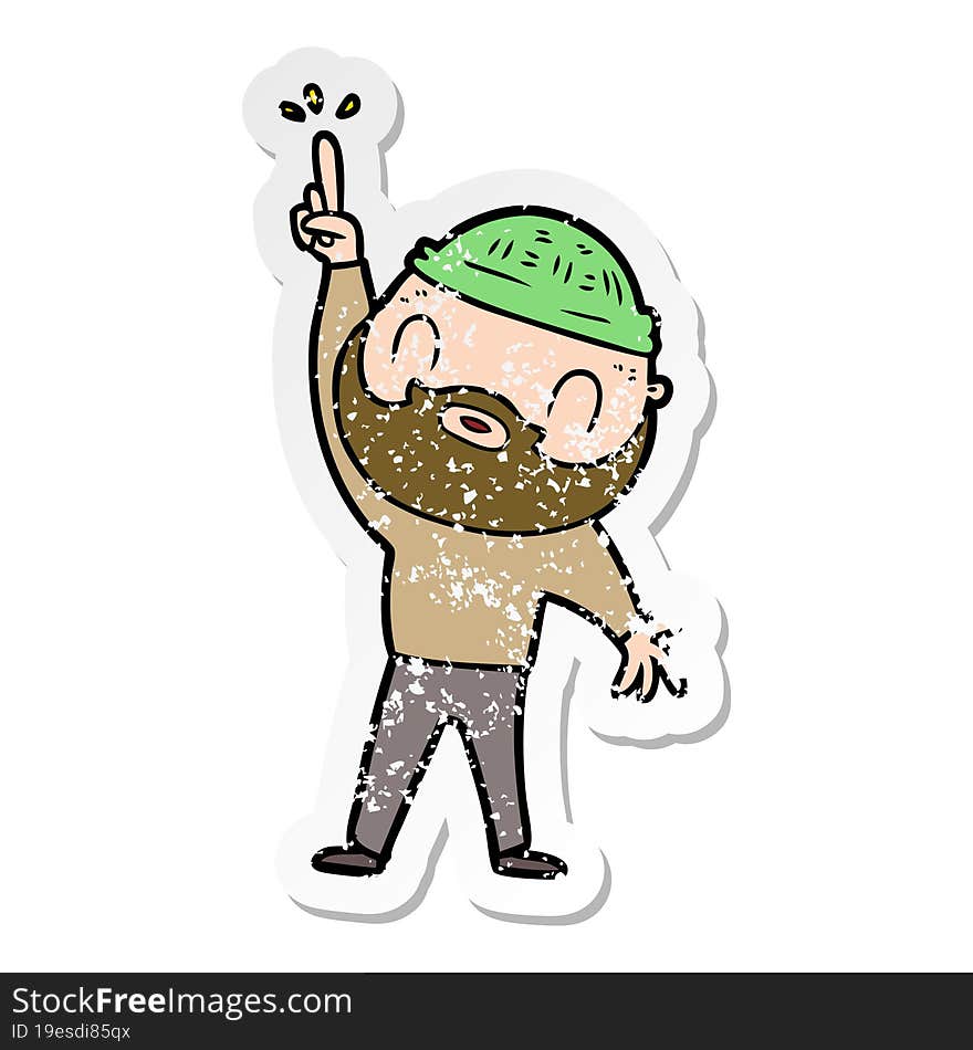 Distressed Sticker Of A Cartoon Bearded Man