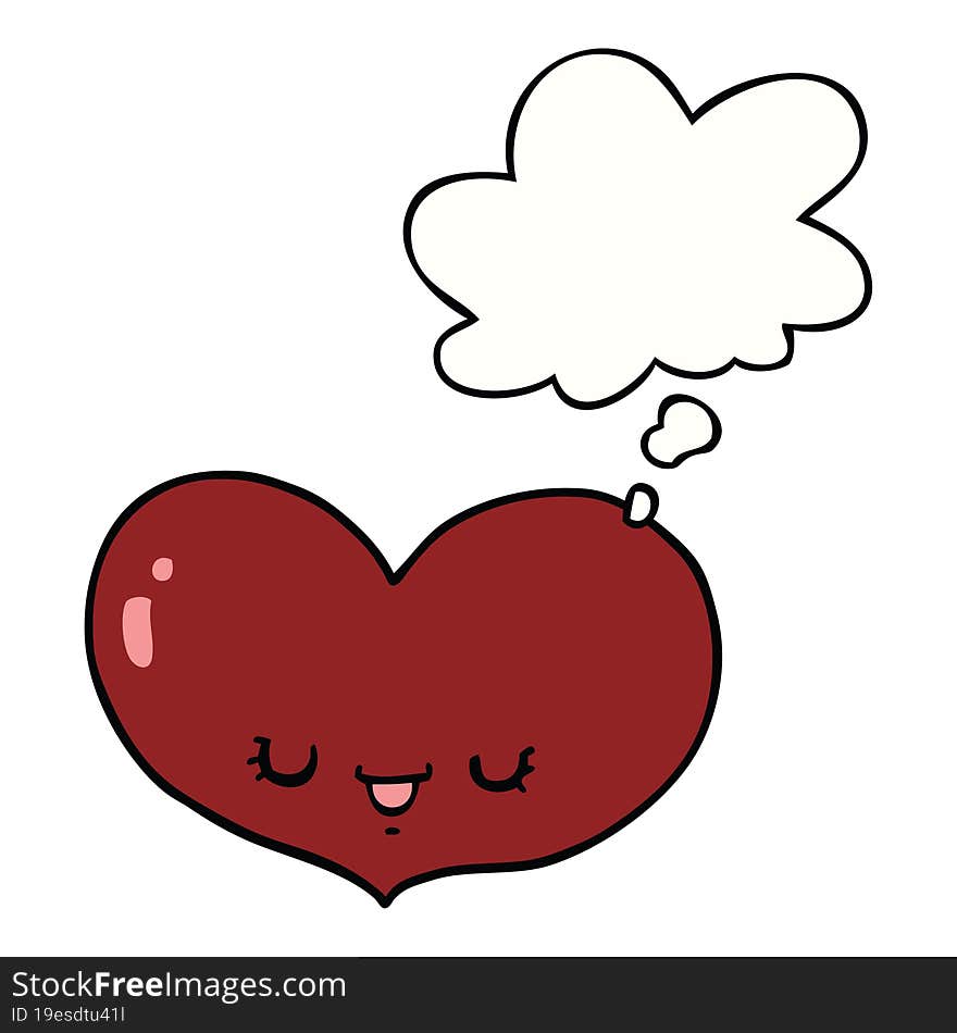 cartoon love heart character with thought bubble