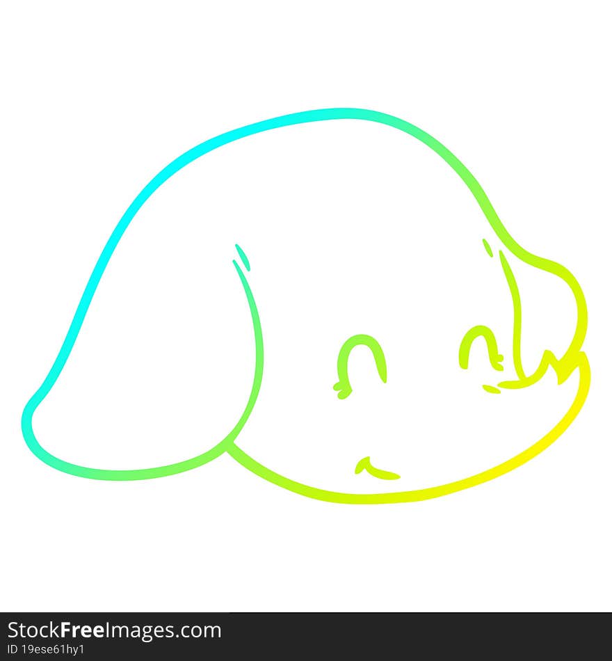 cold gradient line drawing cartoon elephant face