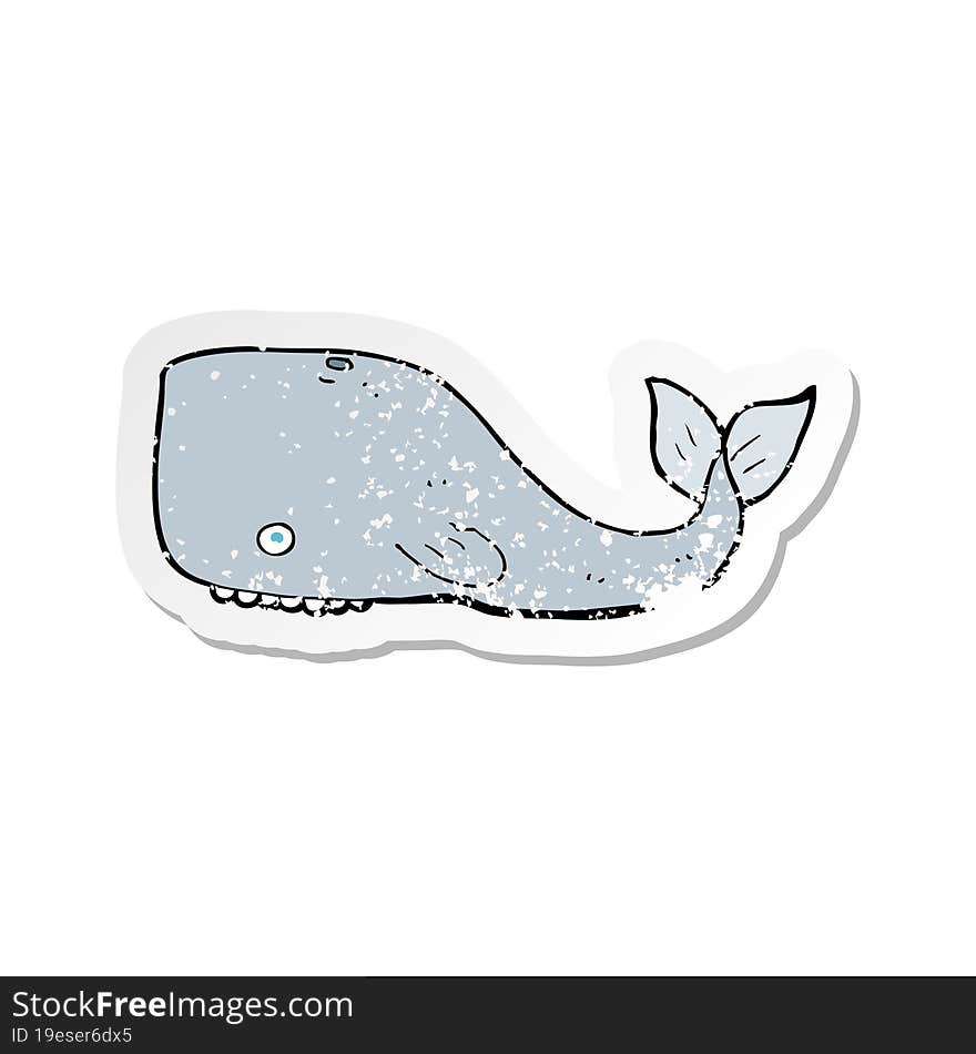 retro distressed sticker of a cartoon whale