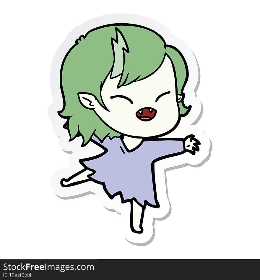 Sticker Of A Cartoon Laughing Vampire Girl