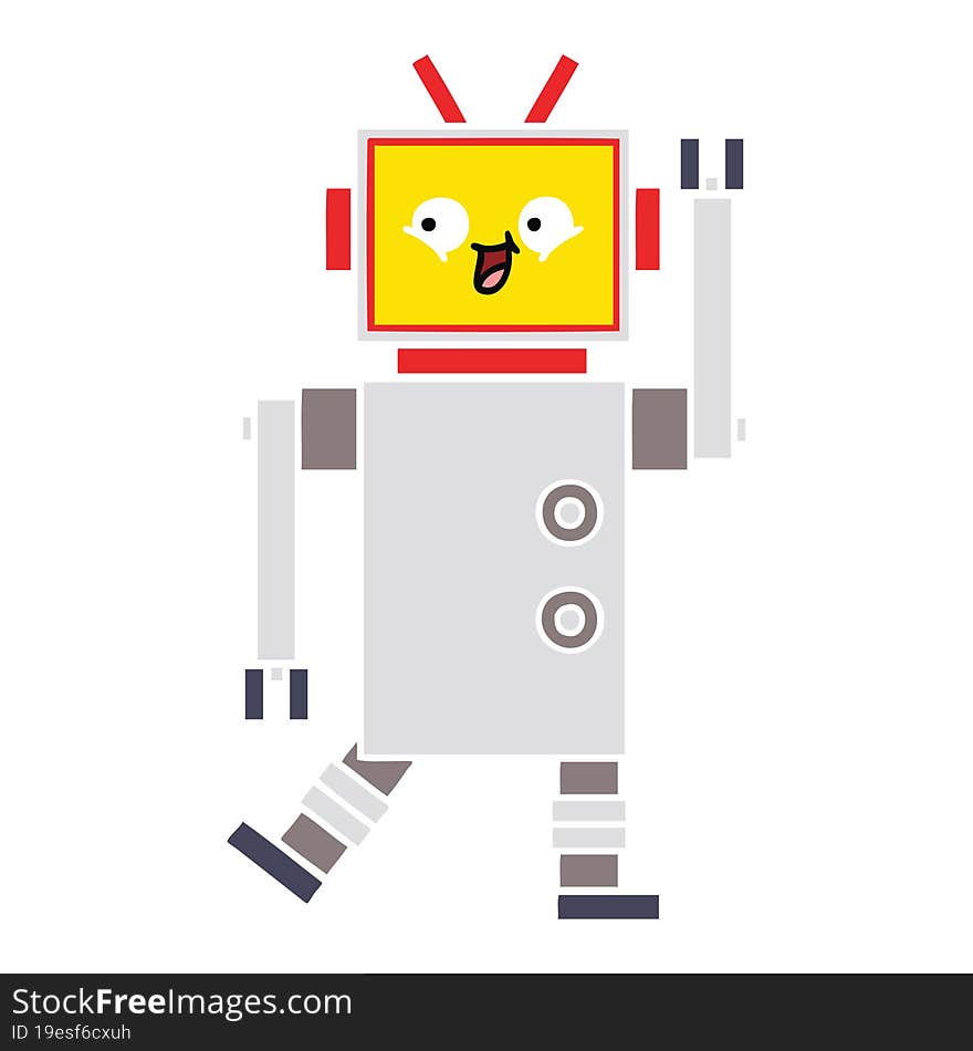 flat color retro cartoon of a robot