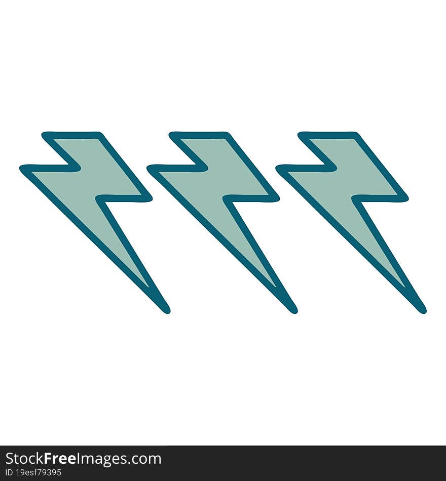 tattoo style icon of lightning  bolts