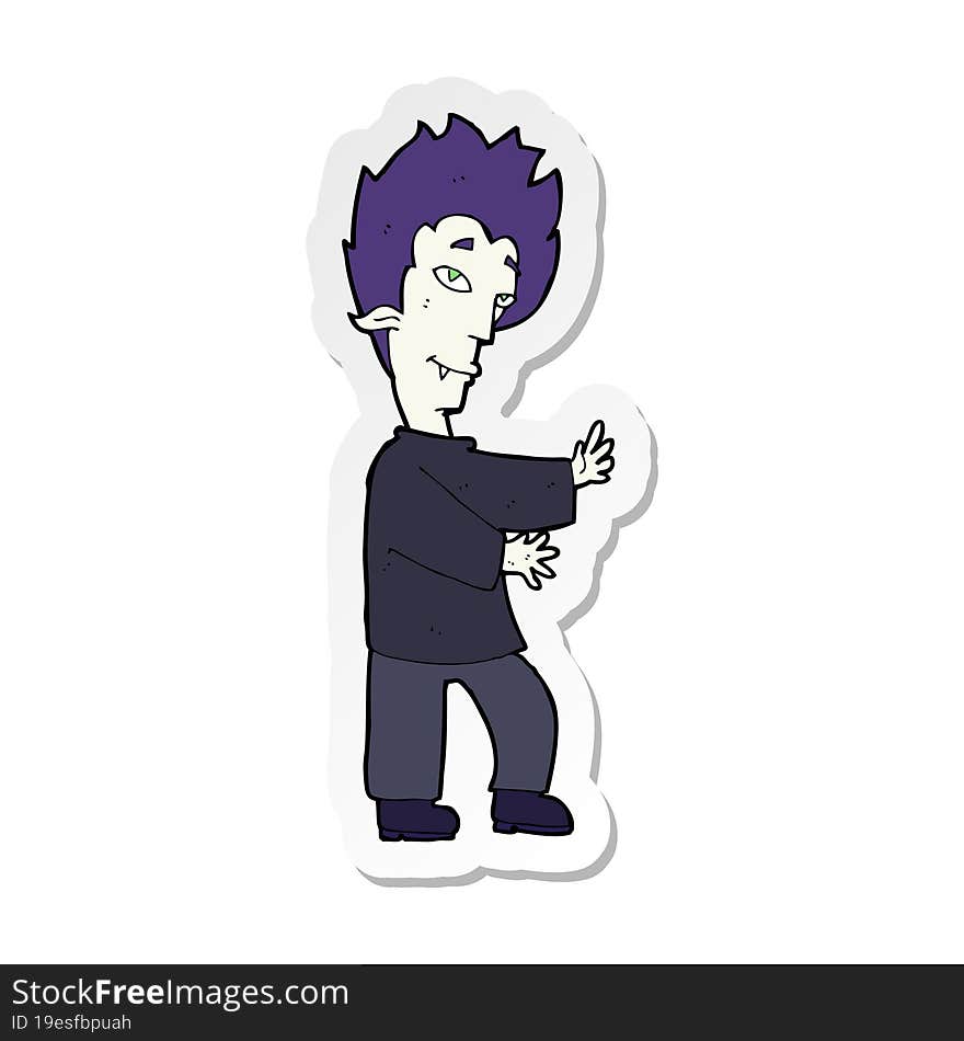 sticker of a cartoon vampire