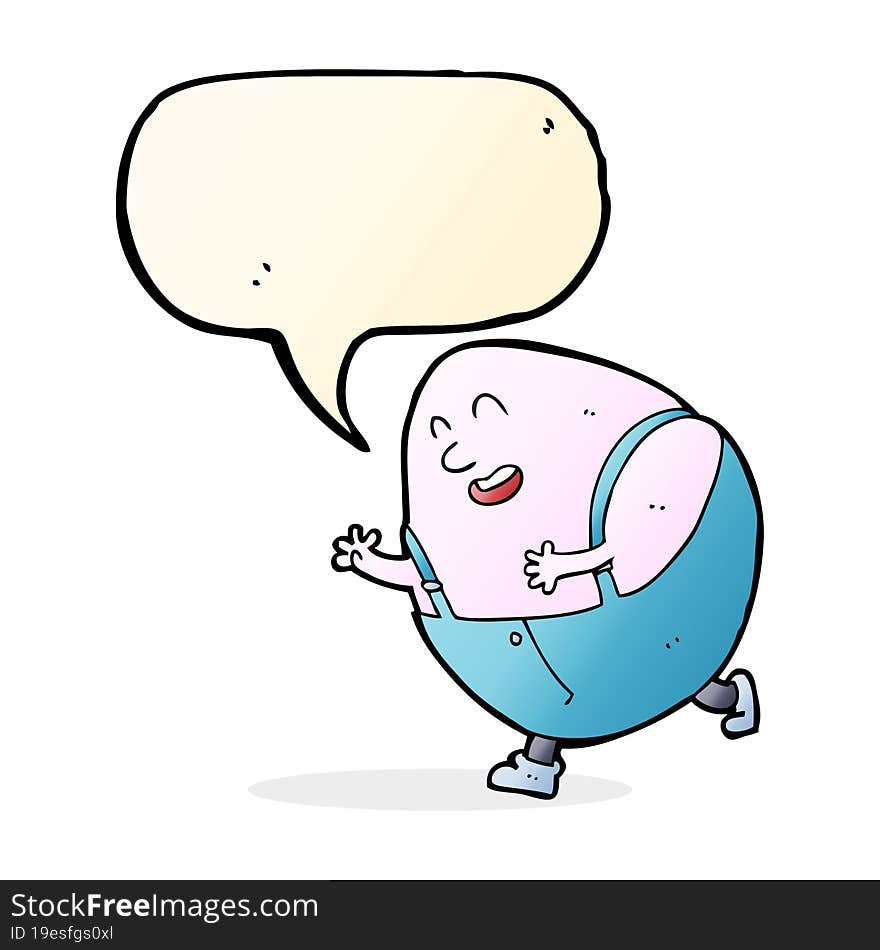 cartoon humpty dumpty egg character with speech bubble