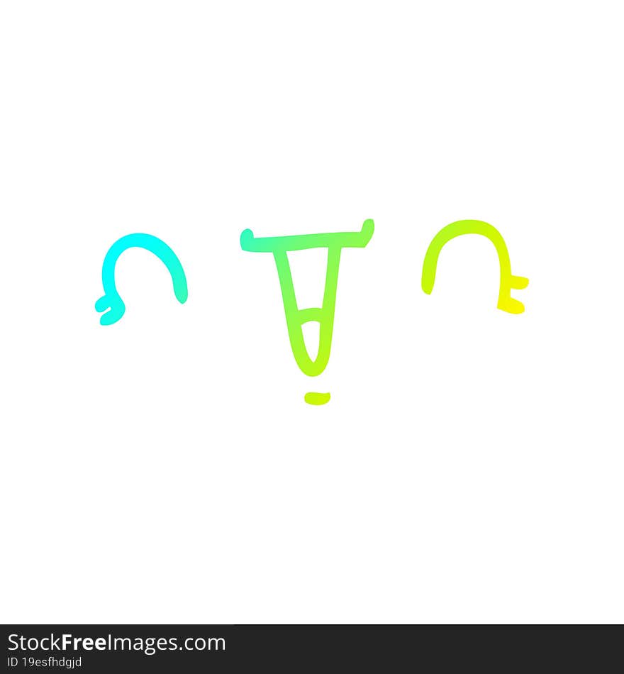 cold gradient line drawing happy cartoon face