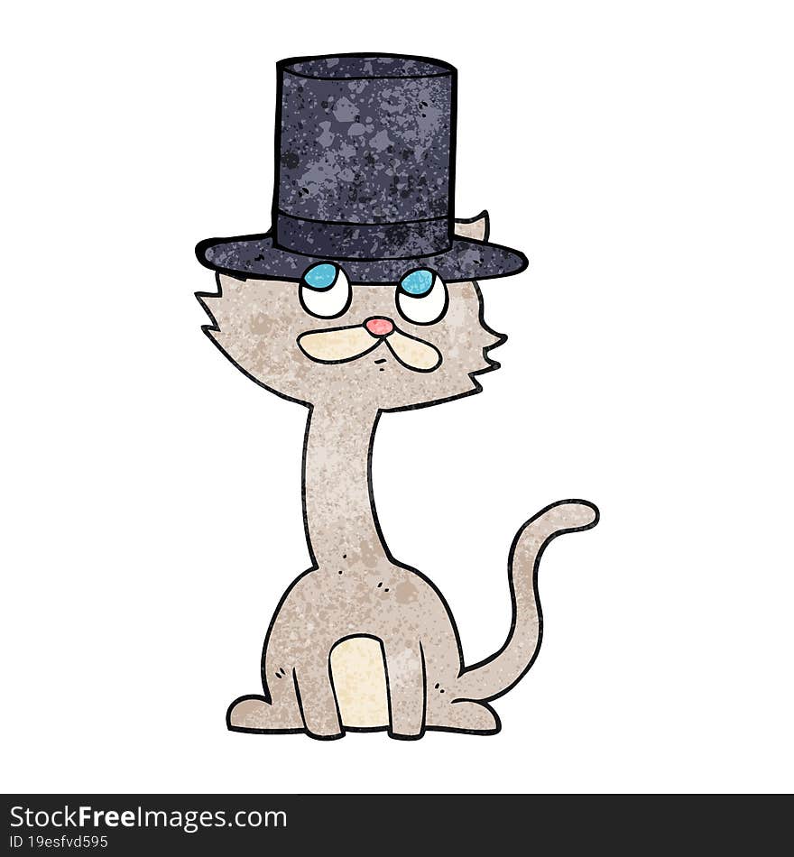 textured cartoon cat in top hat