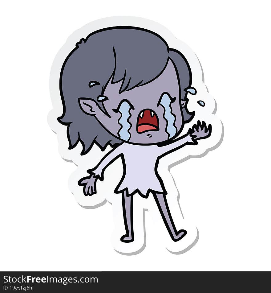 Sticker Of A Cartoon Crying Vampire Girl