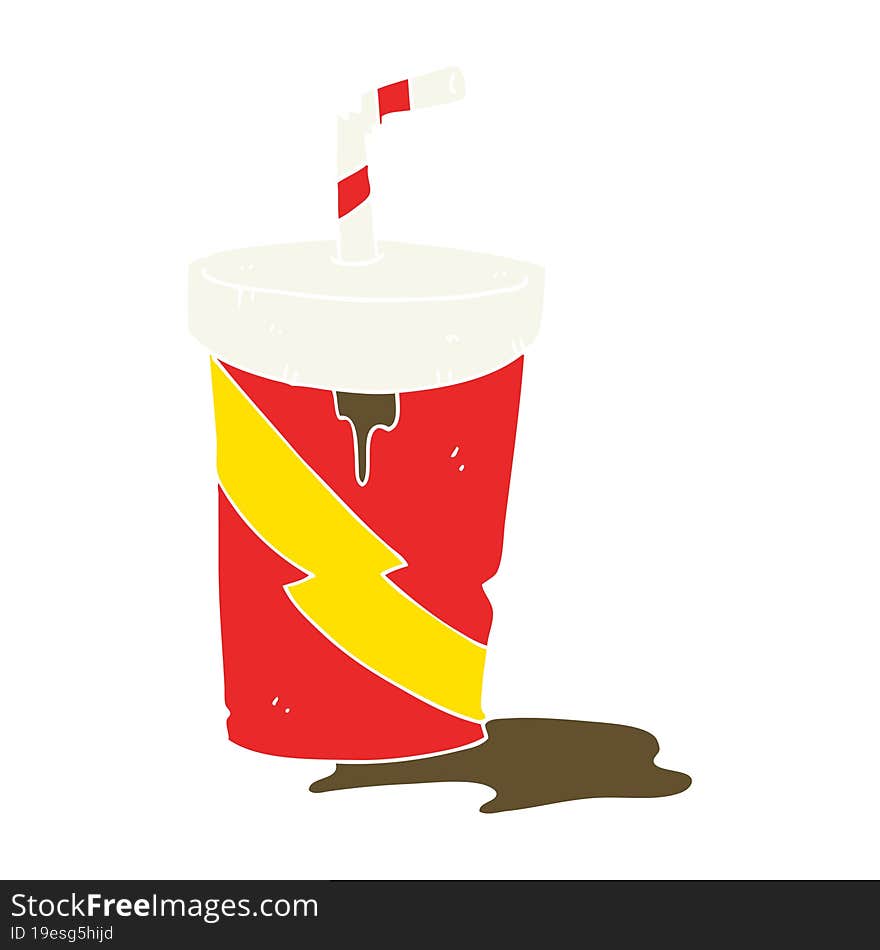 Flat Color Illustration Of A Cartoon Junk Food Cola Drink