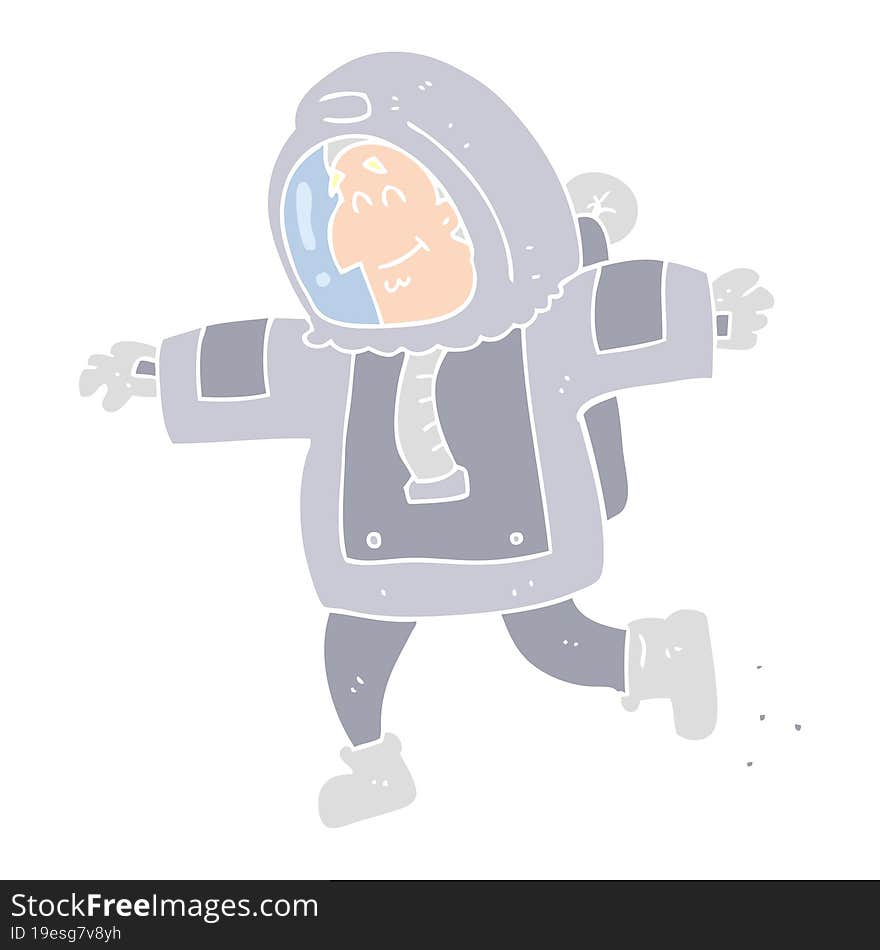 Flat Color Illustration Of A Cartoon Astronaut