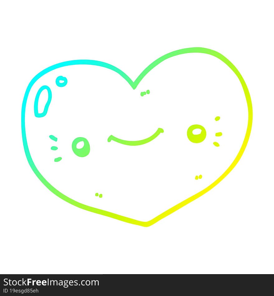 cold gradient line drawing of a heart cartoon character