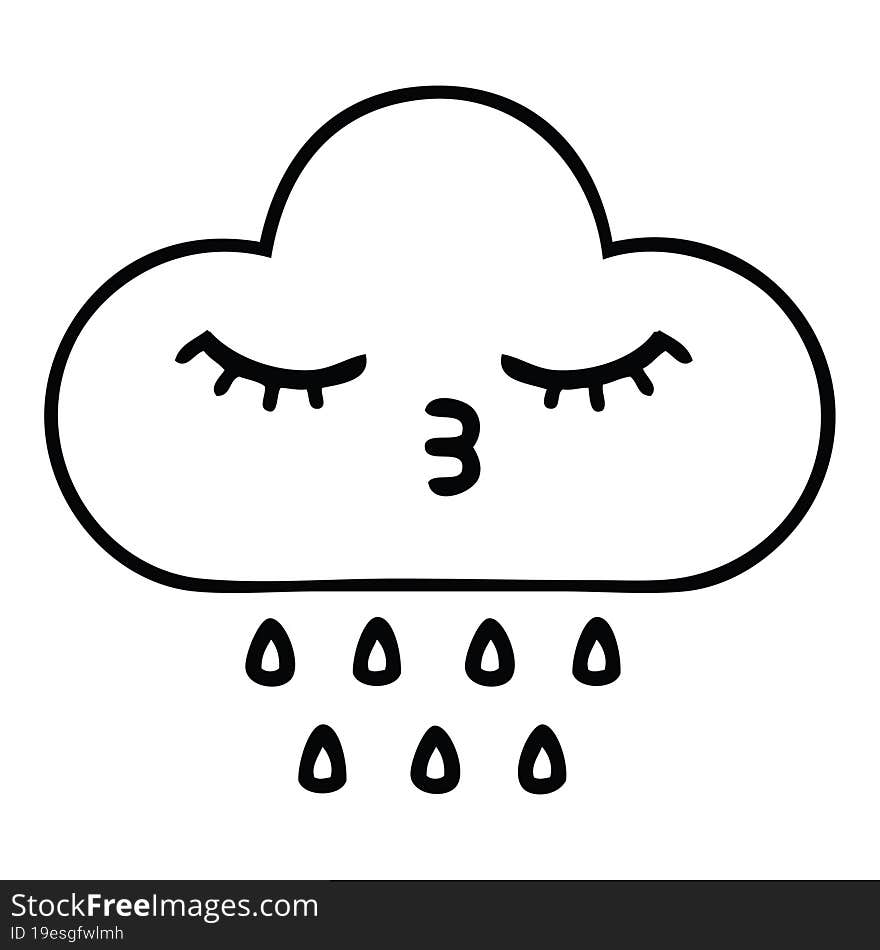 line drawing cartoon storm rain cloud